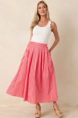 Making Moves Orange & Pink Stripe Cotton Maxi Skirt