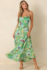MINKPINK Cyprus Green Floral Back Detail Maxi Dress