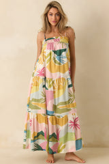 Paradisa Panacea Multi Tropical Lagoon Print Cotton Maxi Dress