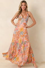 Sunshine of My Love Pink Multi Floral Print Chiffon Maxi Dress