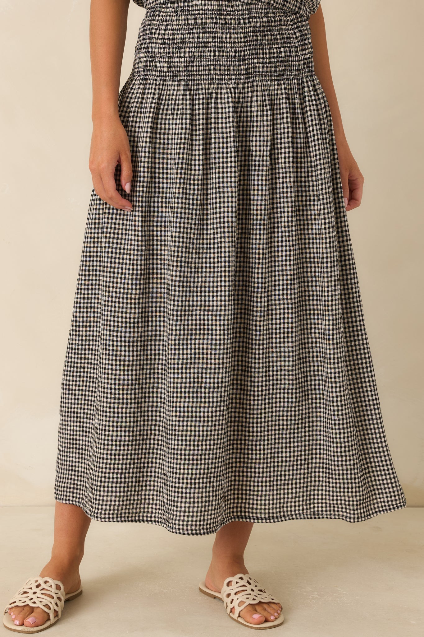 Z Supply Brooke Black Gingham Linen Blend Maxi Skirt