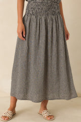 Z Supply Brooke Black Gingham Linen Blend Maxi Skirt
