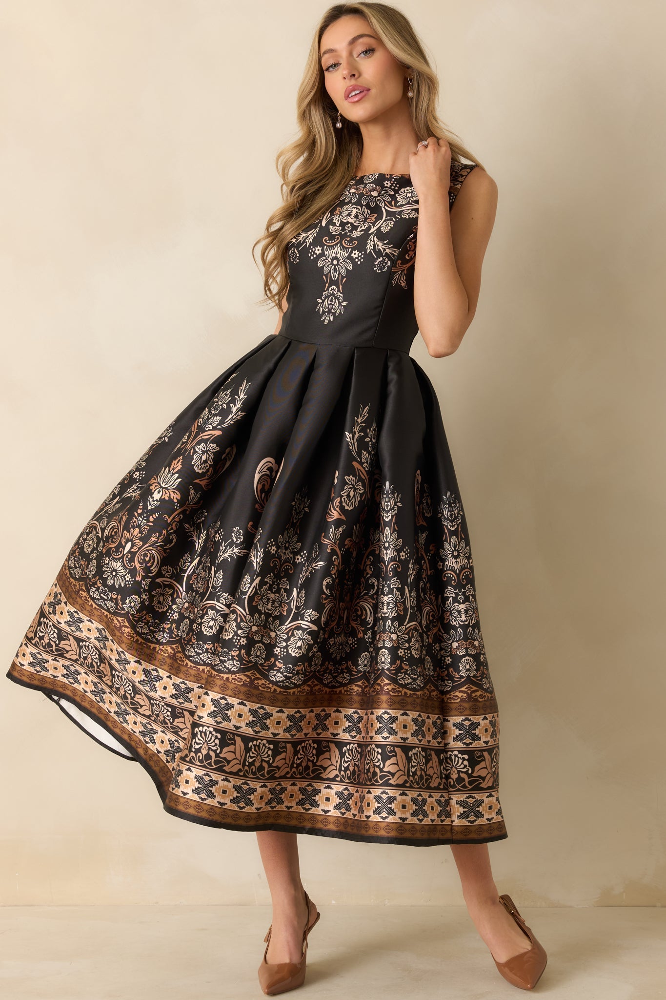 Twilight Opus Black Multi Jacquard Sleeveless Maxi Dress