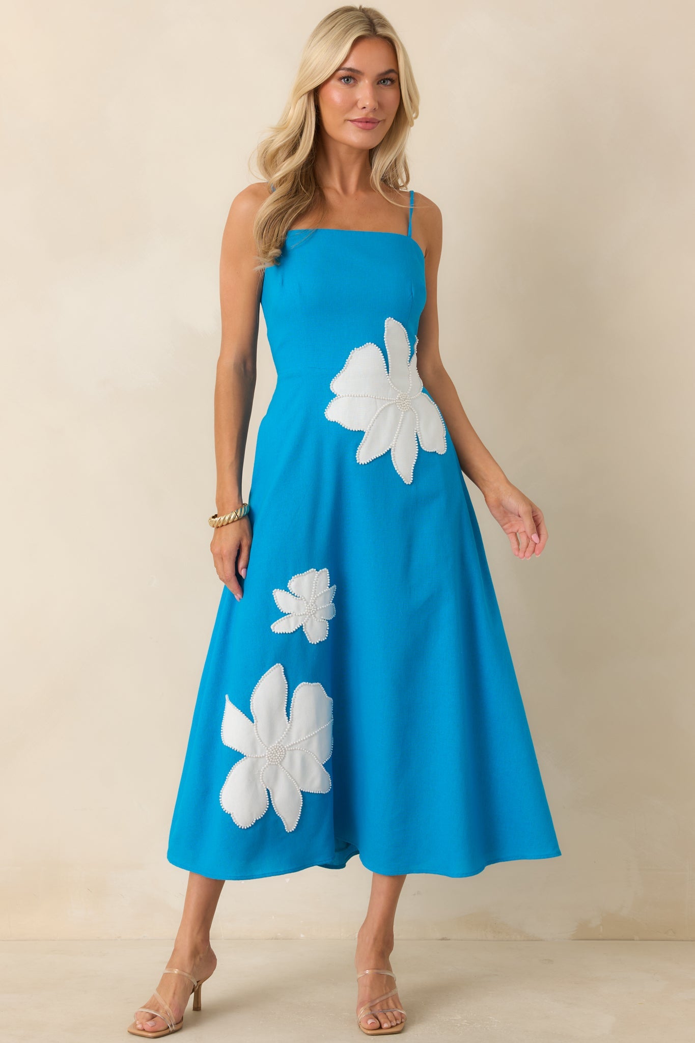 Island Blossom Blue Floral Midi Dress
