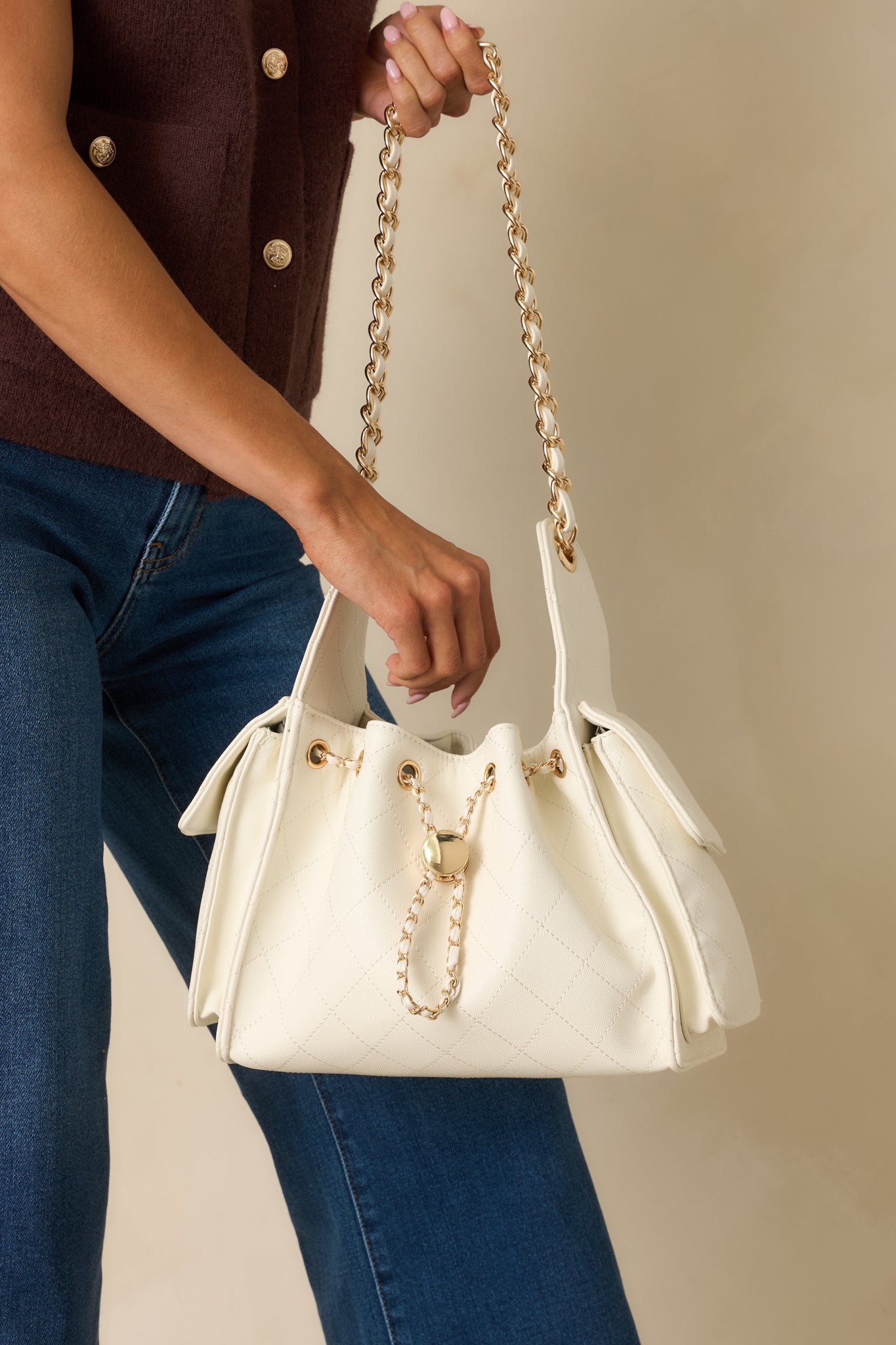 Promise Me Forever White Quilted Faux Leather Purse