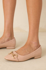 Stay The Course Beige Patent Faux Leather Loafers