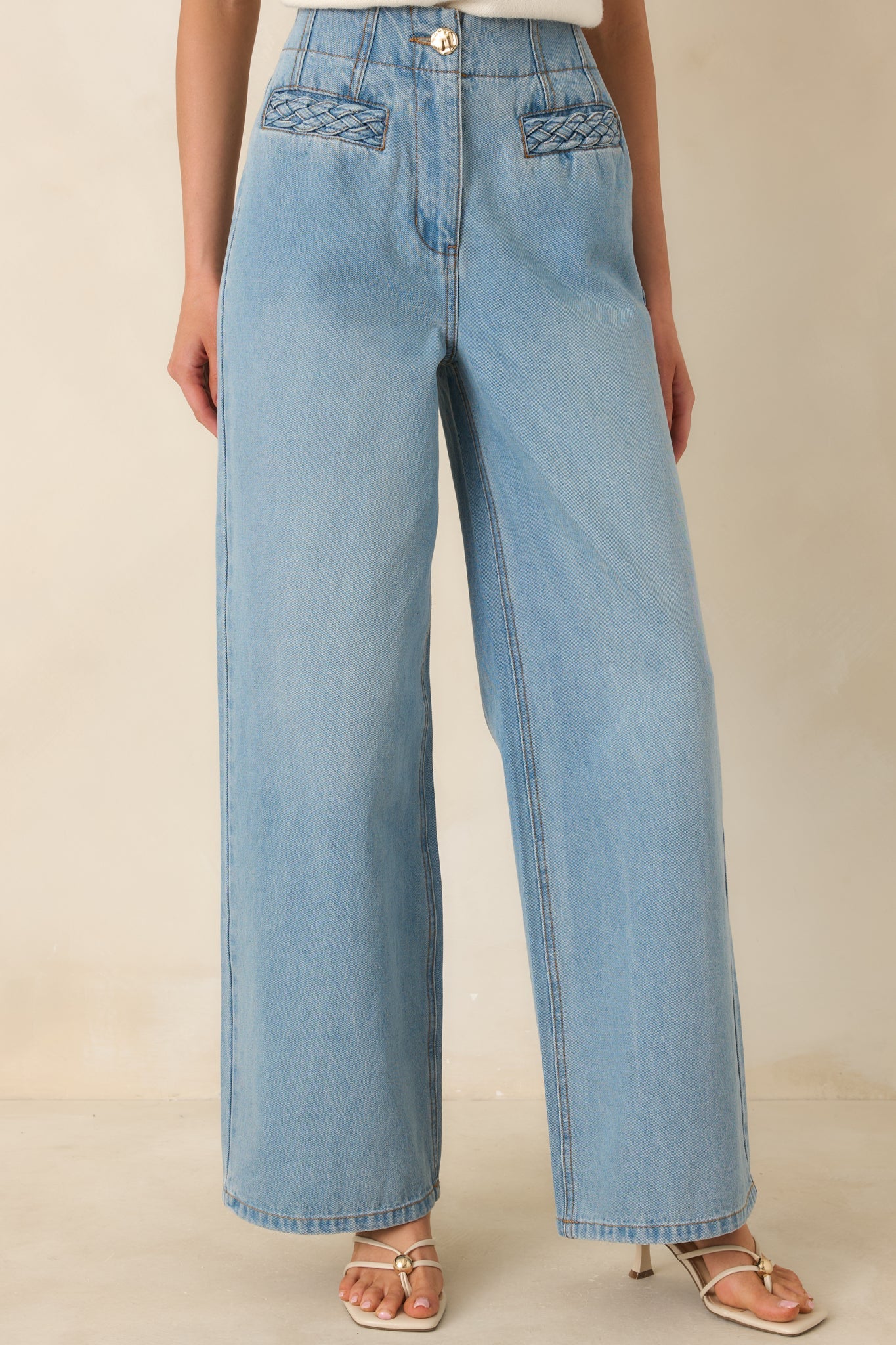 MINKPINK Phoebe Light Wash Straight Leg Cotton Denim Jeans
