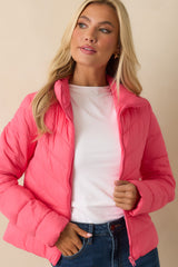 I Mean It Bright Pink Puffer Jacket