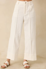 Bright Forecast White Cotton Wide Leg Pants