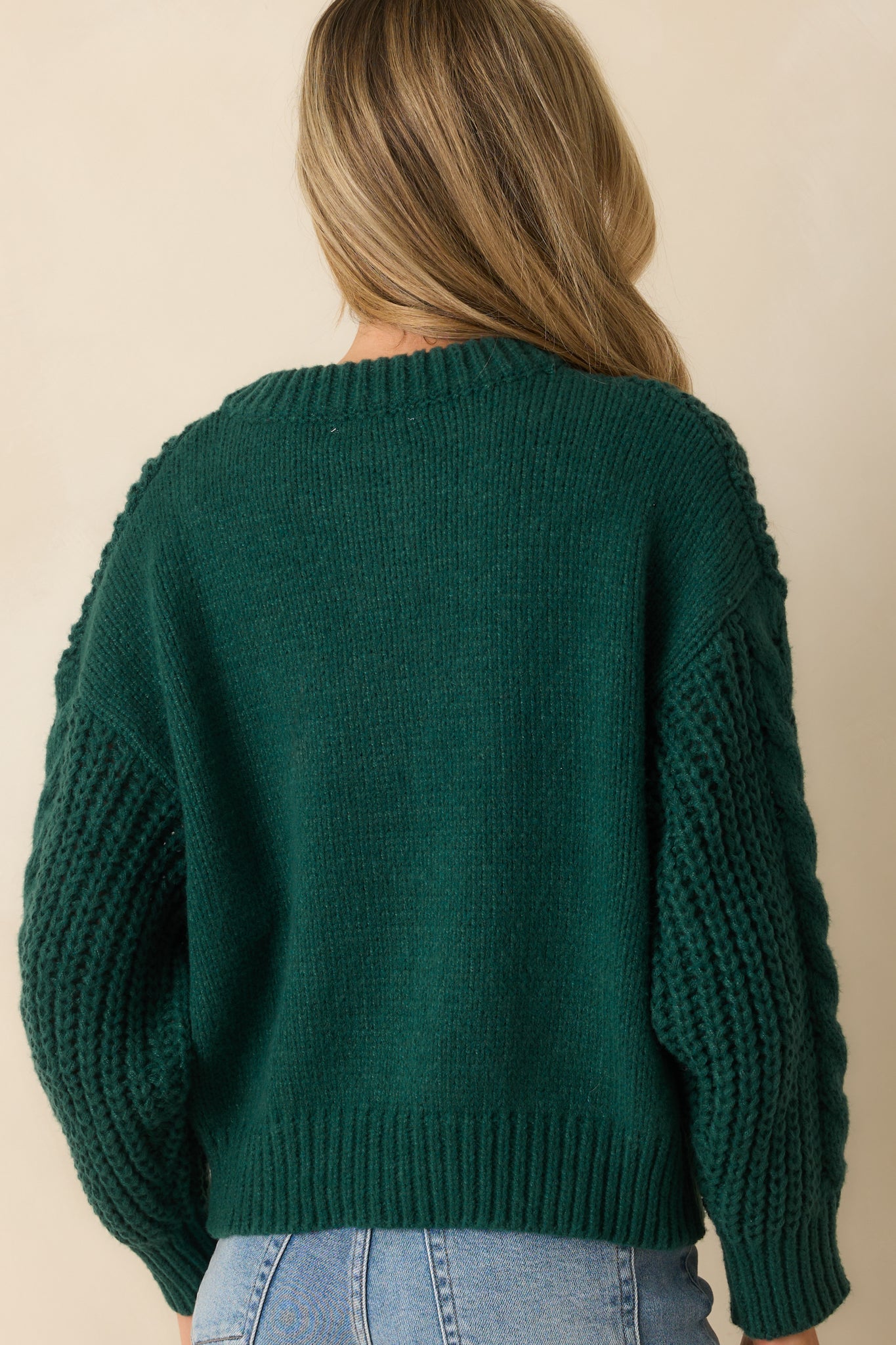 A Look That Lasts Forest Green Cable Knit Button Up Cardigan