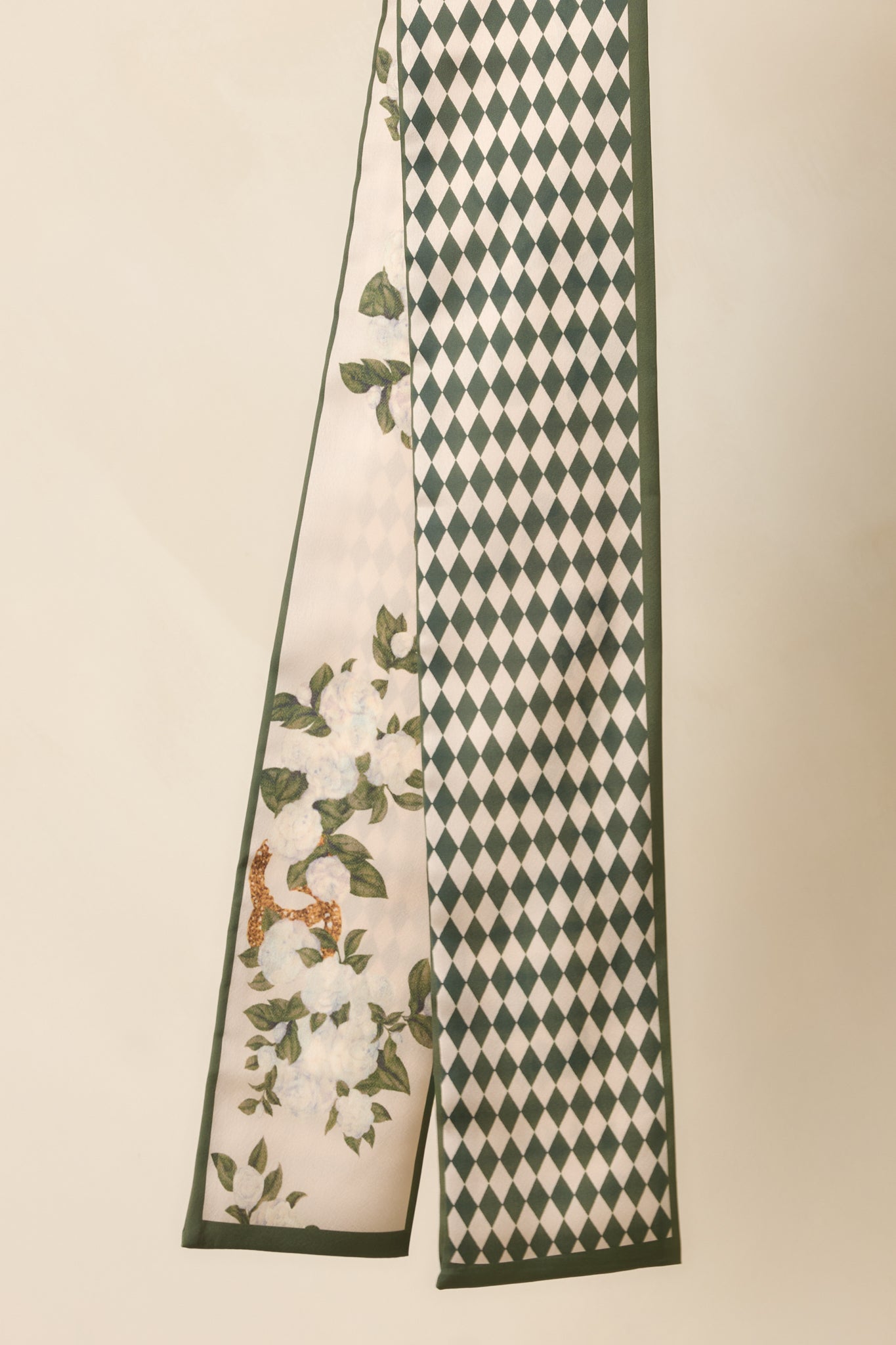 English Garden Ivory Multi Floral & Diamond Pattern Scarf Tie