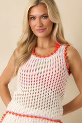 MINKPINK Cali White Cotton Crochet Knit Scallop Edge Top