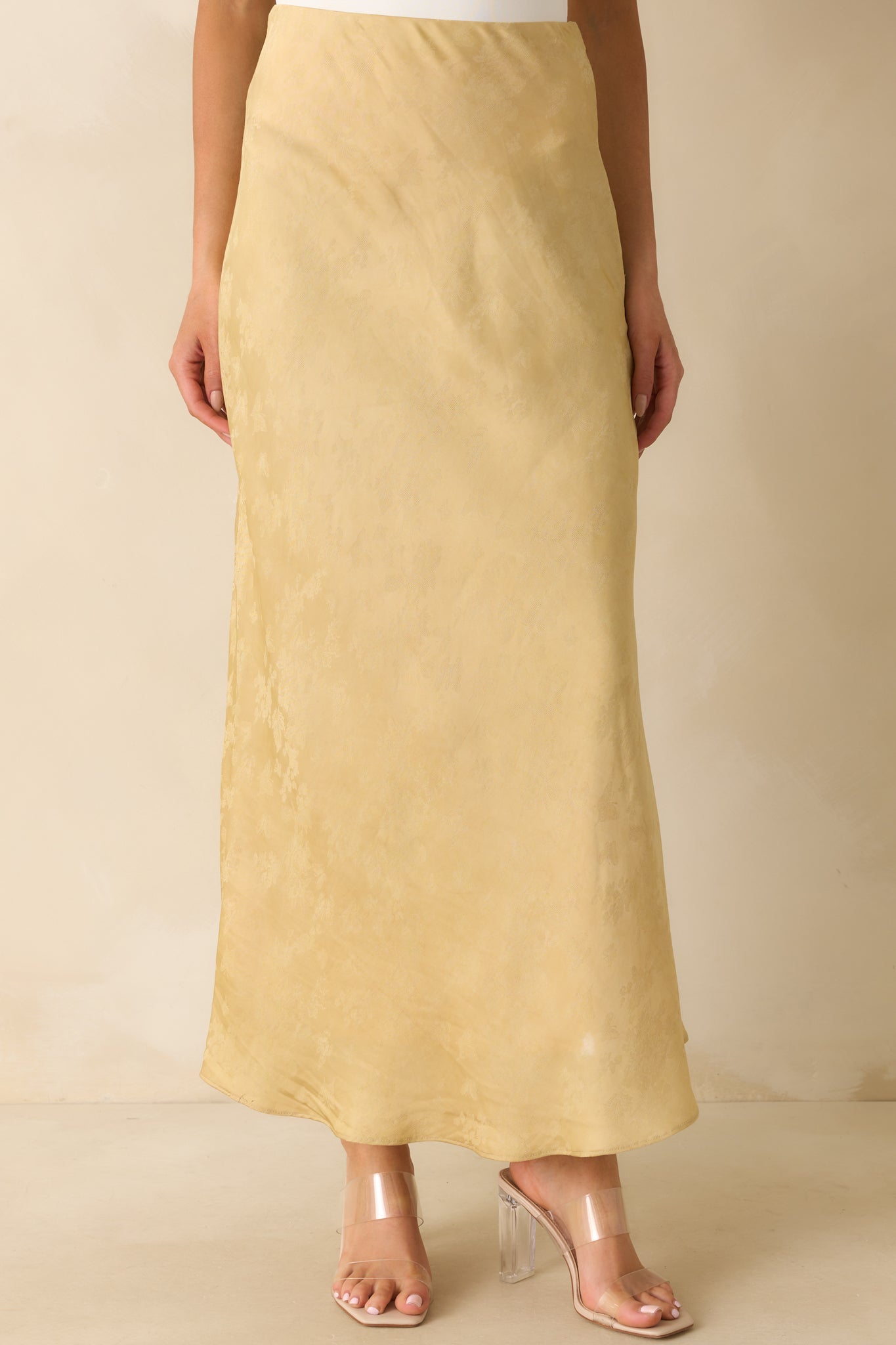 Don't Overthink It Yellow Gold Floral Jacquard Maxi Skirt