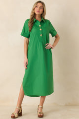 Read the Signs Green Short Sleeve Maxi Dress