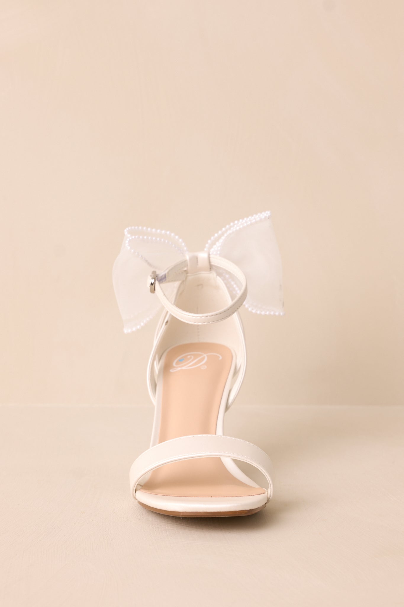 Follow Your Heart Ivory Satin Bow Back Kitten Heels