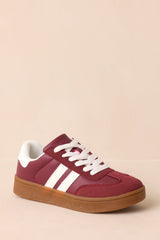 Chasing Chill Burgundy Faux Suede Lace-Up Sneakers