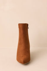 From Here On Cinnamon Brown Faux Suede Block Heel Ankle Boots