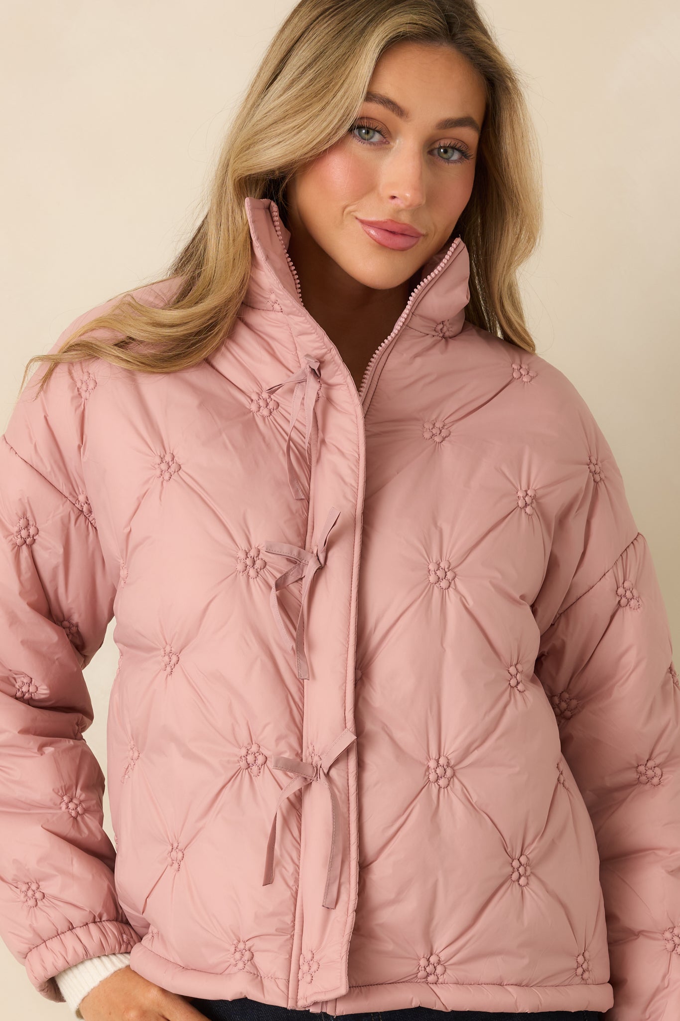 Wrapped Up In You Blush Pink Quilted Puffer Jacket