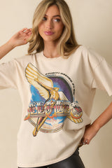 Bee Gees Ivory Cotton Spirts Having Flown Merch Tee