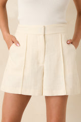 Boardwalk Executive Ivory Linen Blend Tailored Shorts