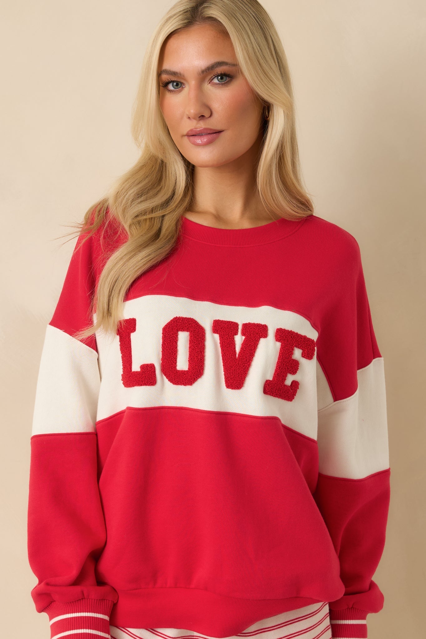 Z Supply Kiss Me Red Oversized Love Sweatshirt