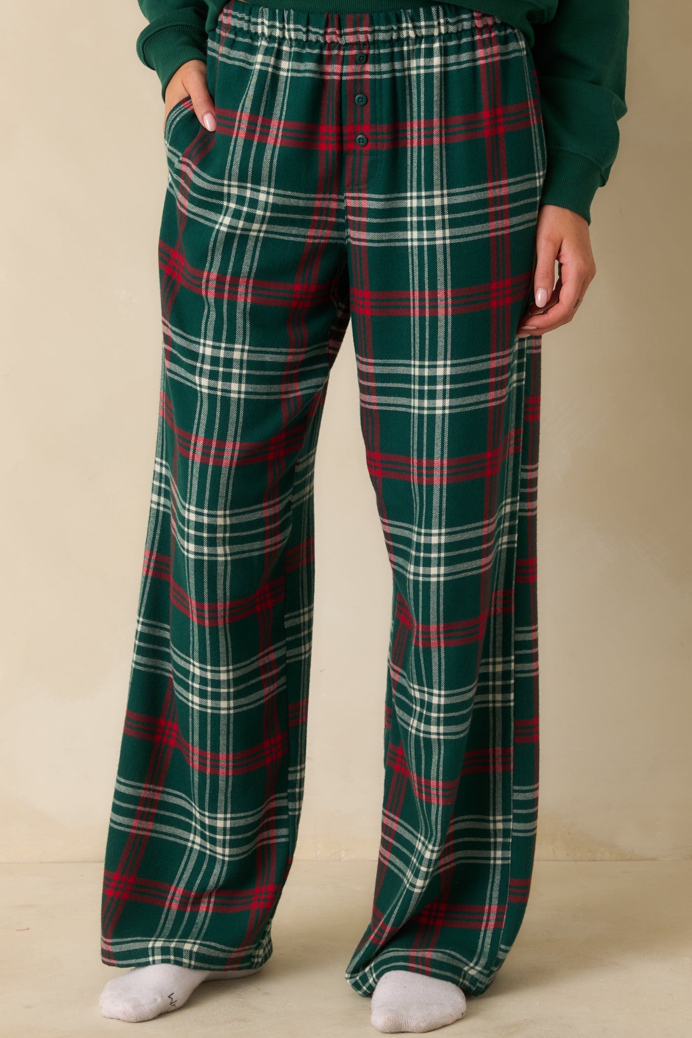 Z Supply Mistletoe Green Hangout Plaid Pajama Pants