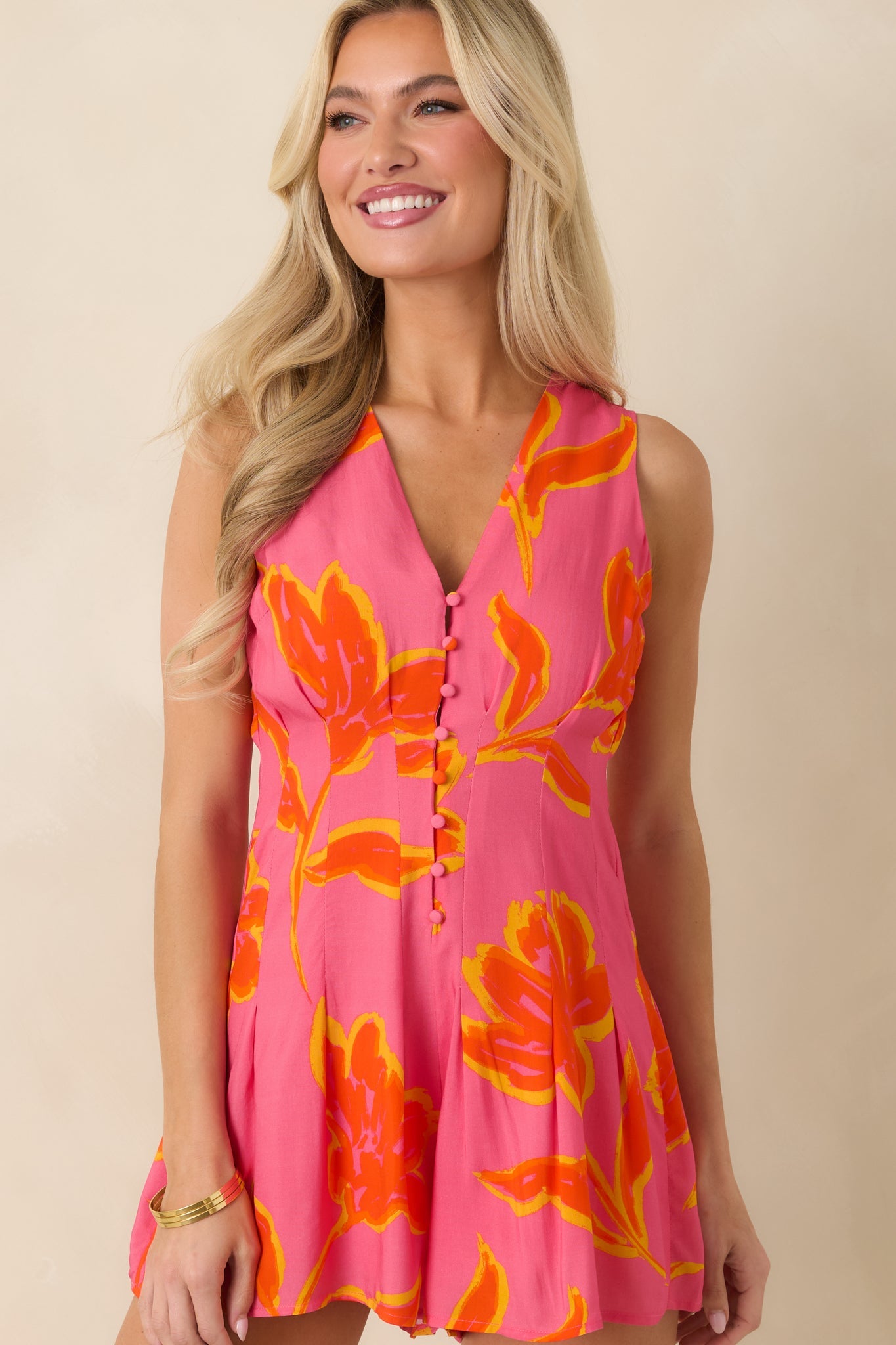 MINKPINK Elodie Pink Multi Floral Sleeveless Playsuit