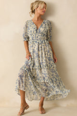 Midnight Train Blue Floral Maxi Dress