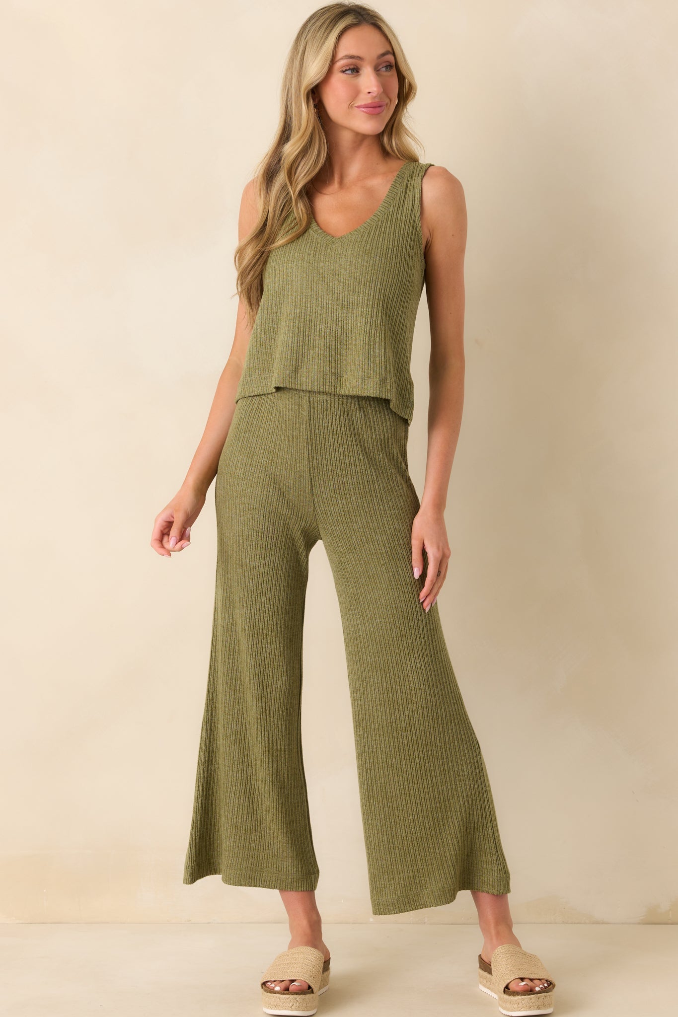 Z Supply Olive Green Coastline Mini Rib Pants