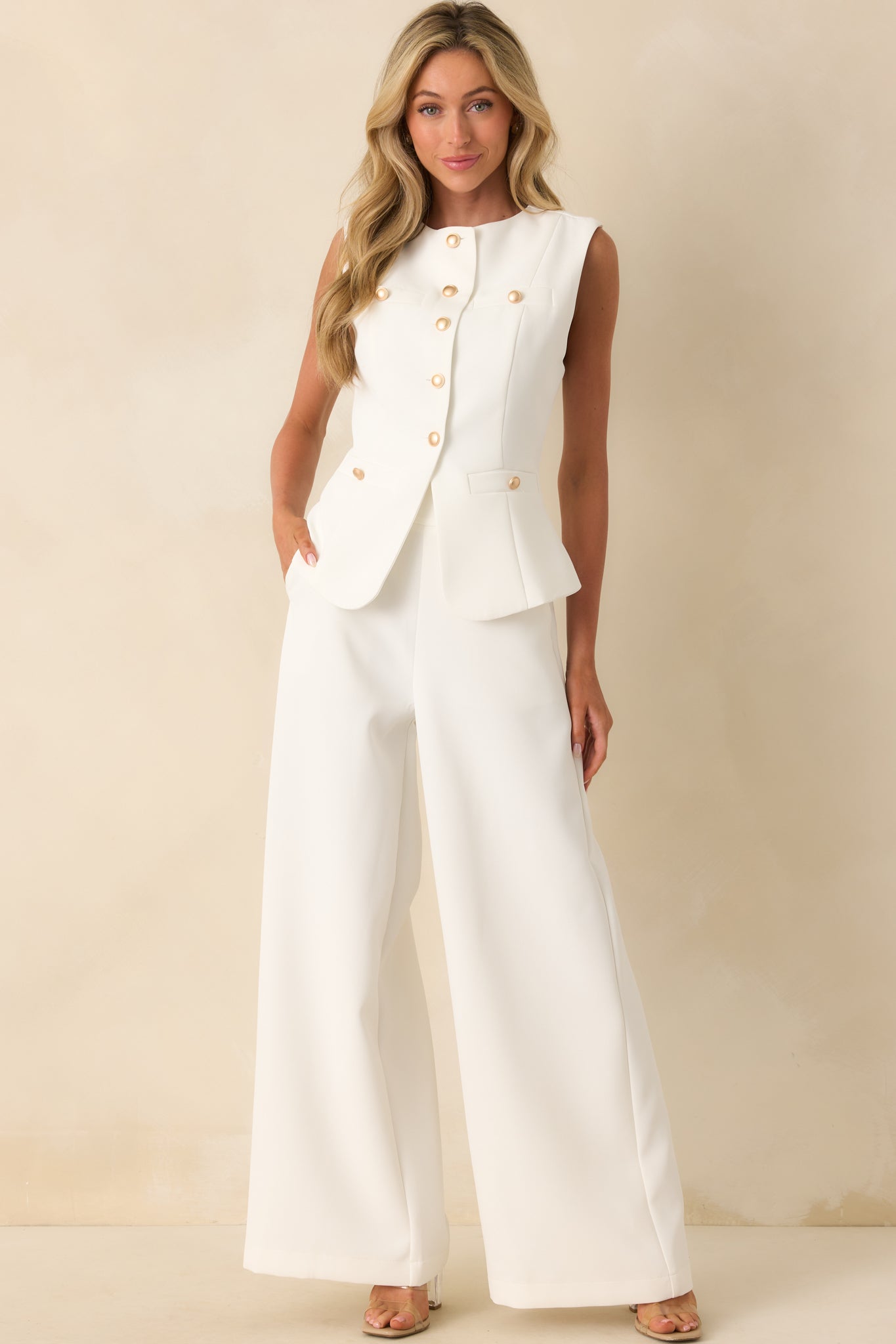 Flip The Script White Wide Leg High Waisted Pants