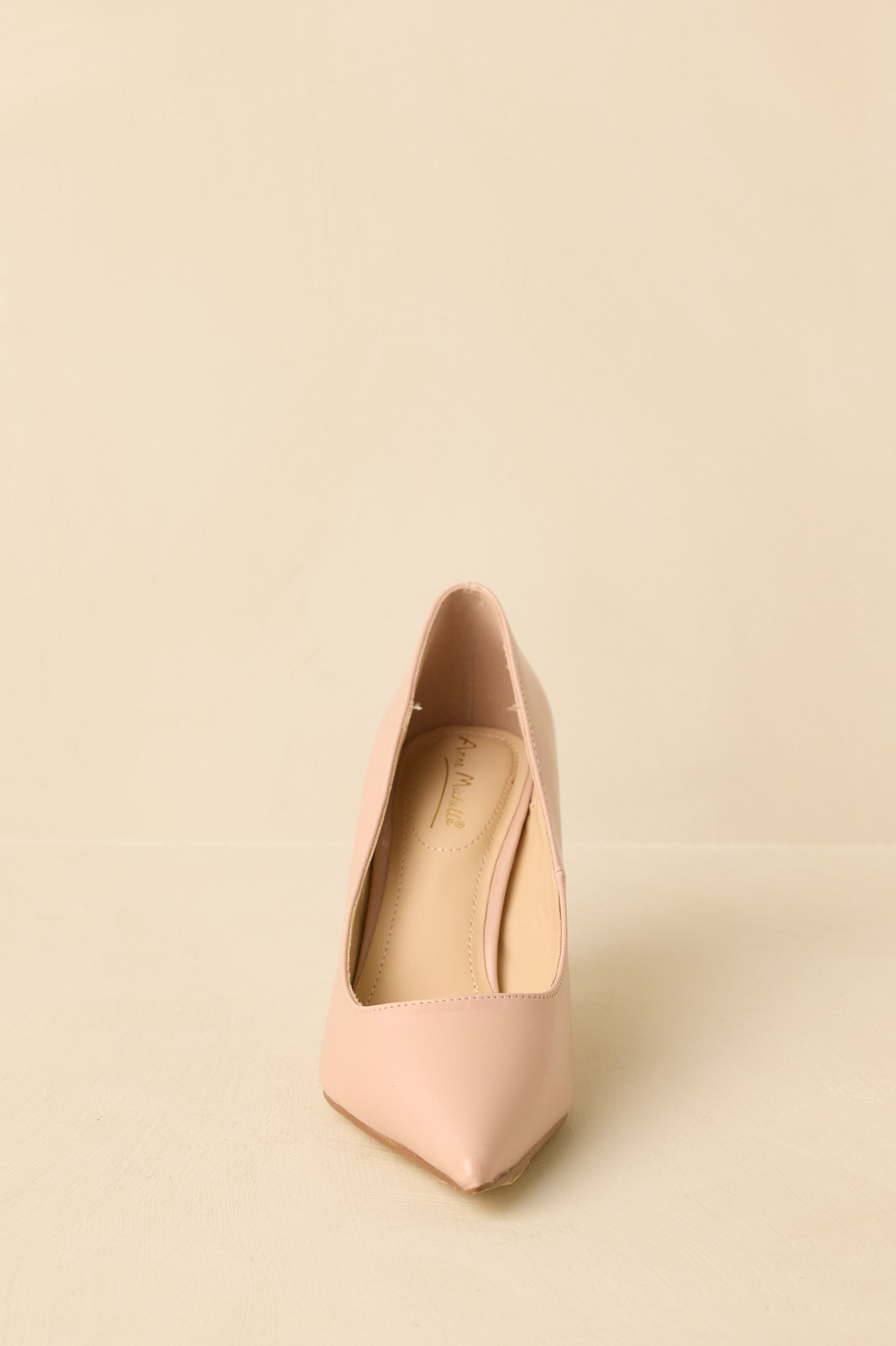 Well Prepared Nude Patent Pointed Toe Heels