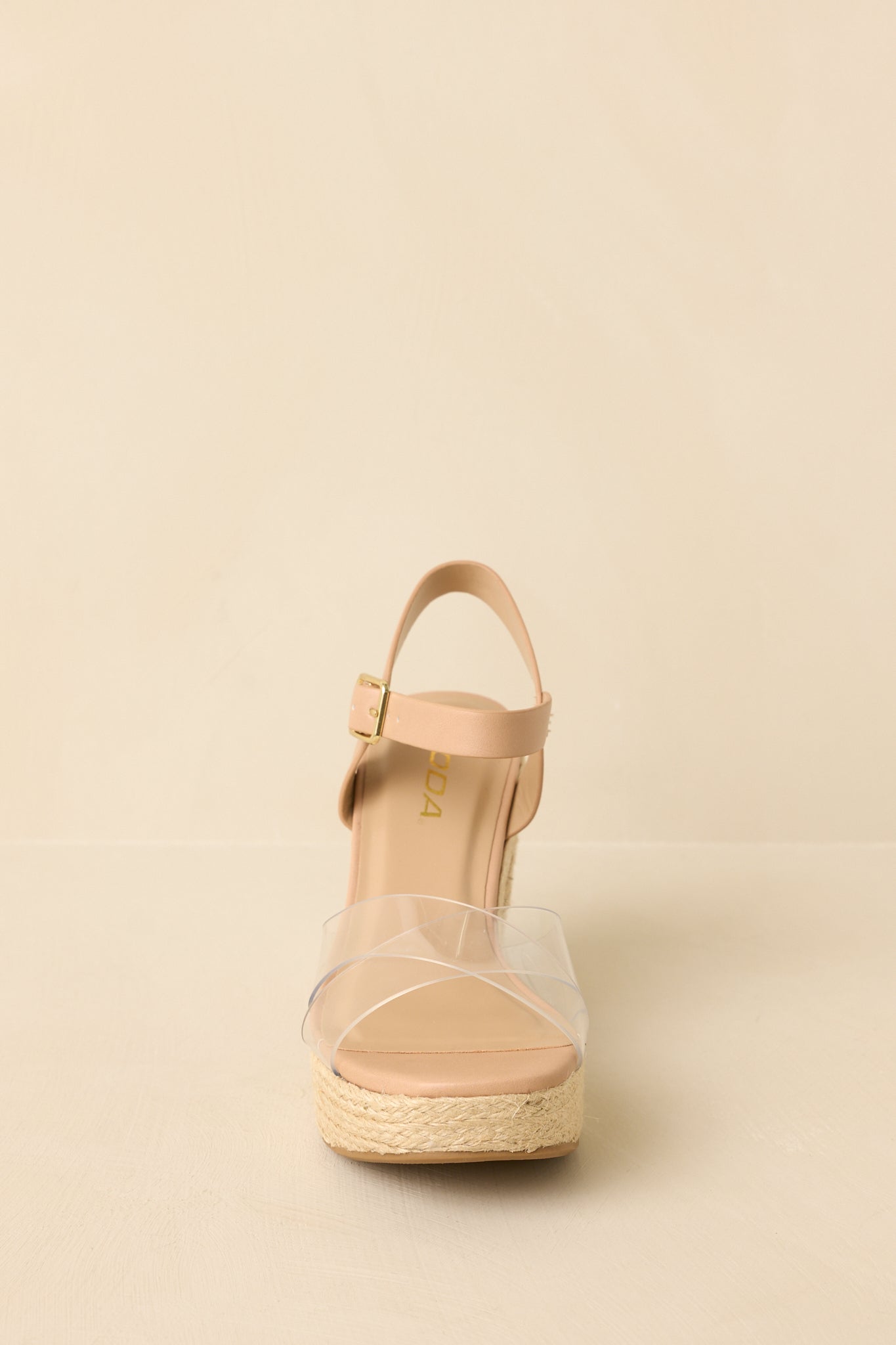Rocking With You Natural Raffia Clear Strap Block Heel Platform Sandals