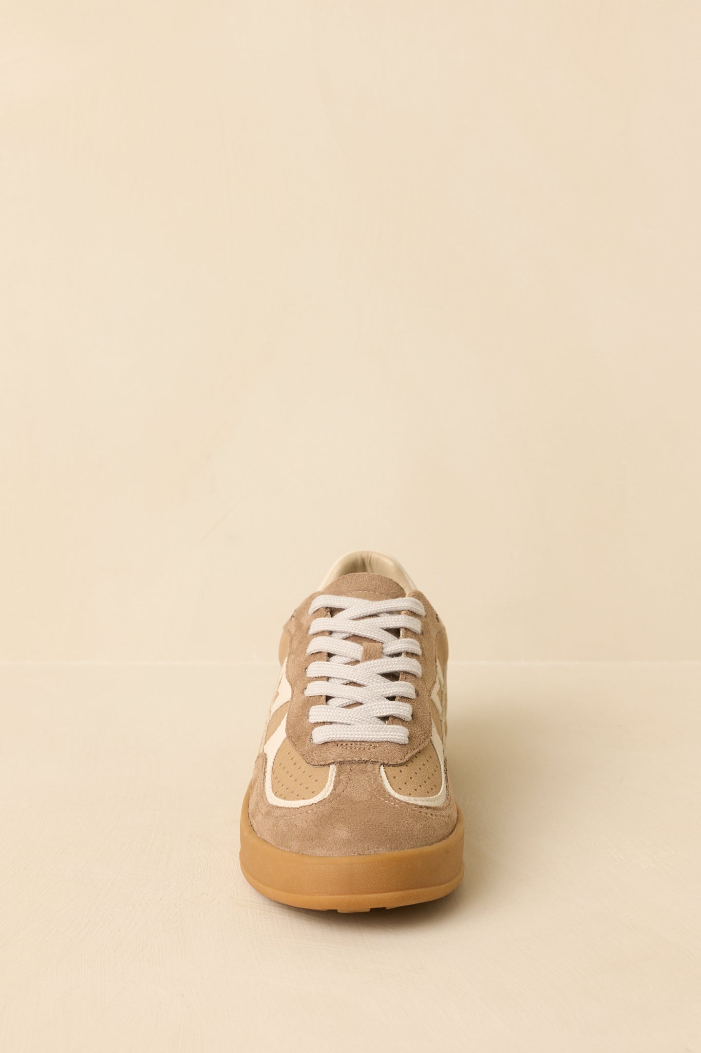 Keep a Steady Pace Tan Faux Leather & Suede Lace Up Sneakers