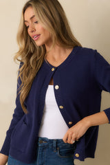 Right On Schedule Navy Long Sleeve Button Up Cardigan