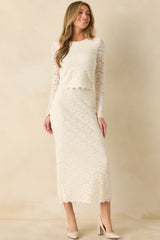 Z Supply Via Ivory Lace Midi Skirt
