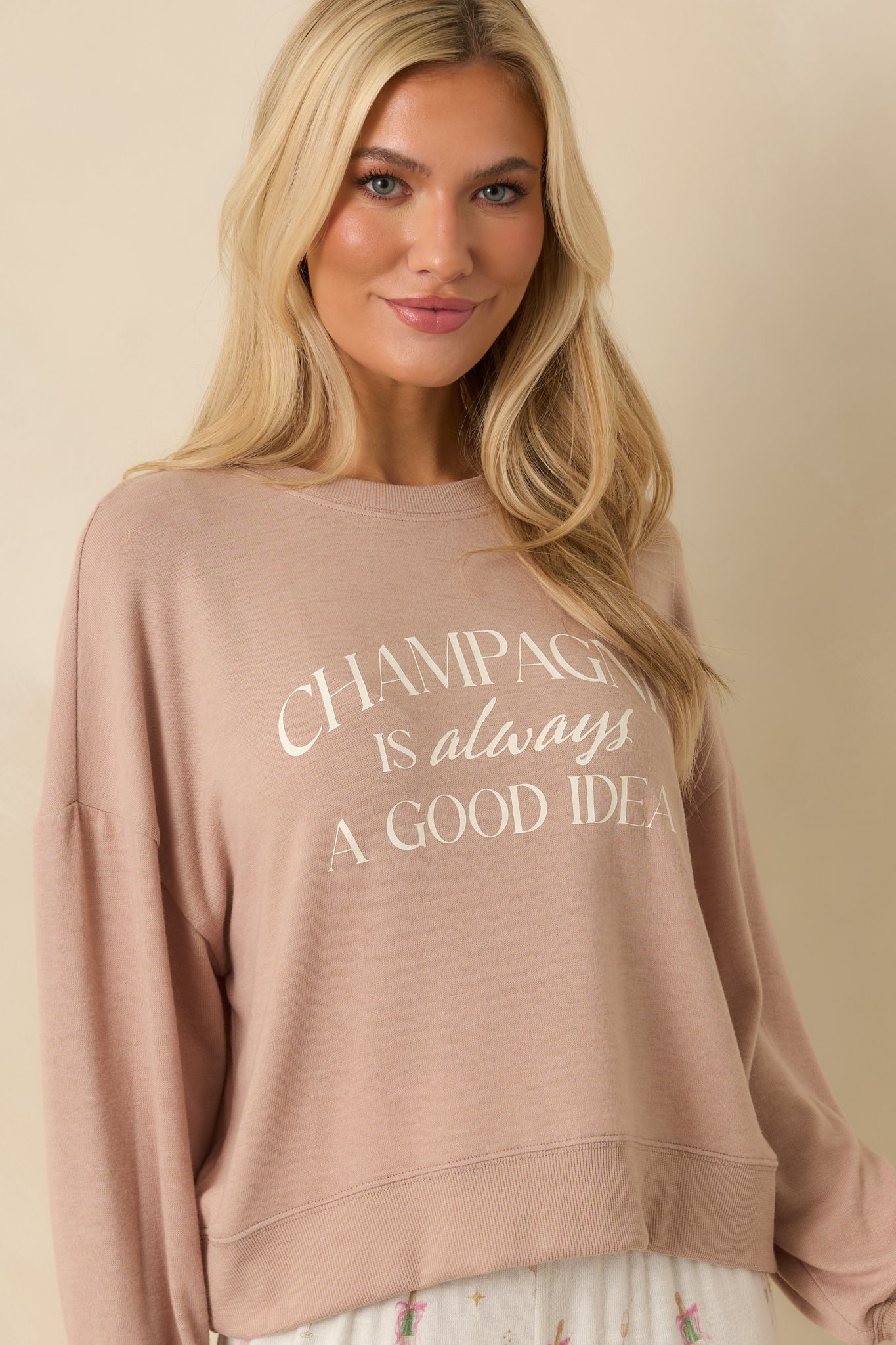 Z Supply Taupe Champagne Long Sleeve Top
