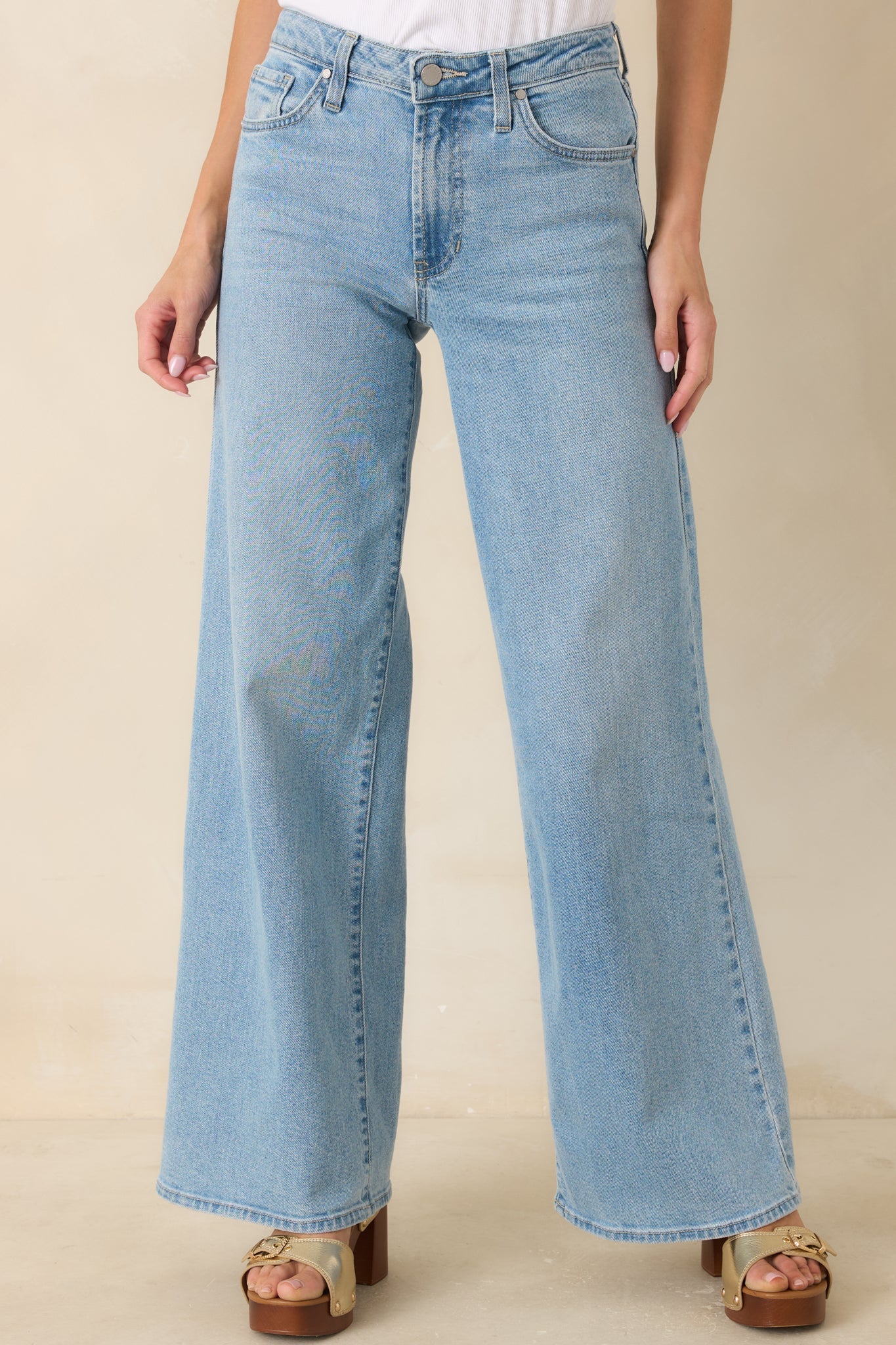 I Have Plans Light Wash Cotton Denim Wide Leg Jeans