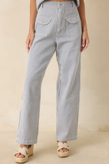Ticket to Anywhere Blue Stripe Wide Leg Pants