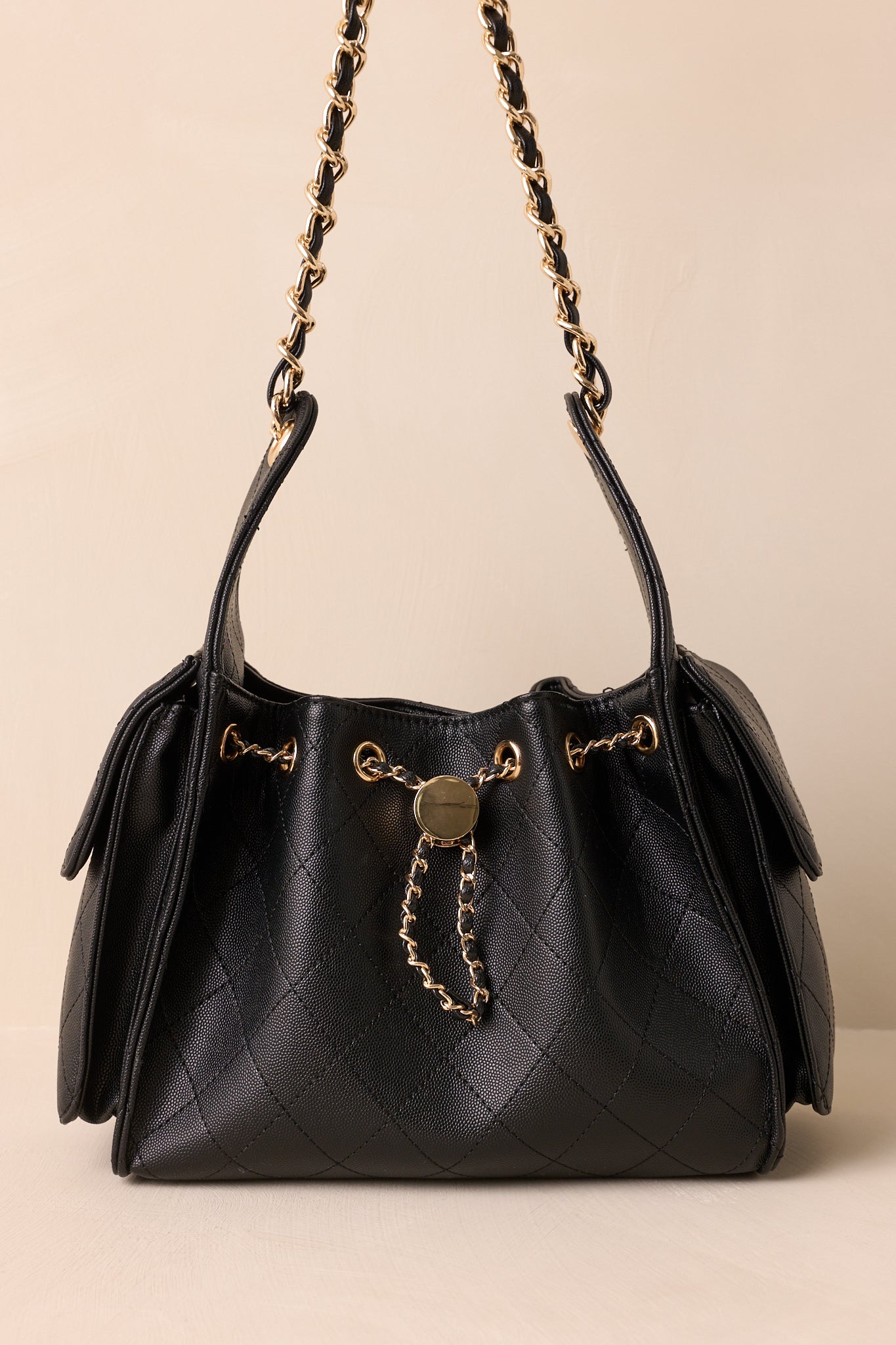 Promise Me Forever Black Quilted Faux Leather Purse