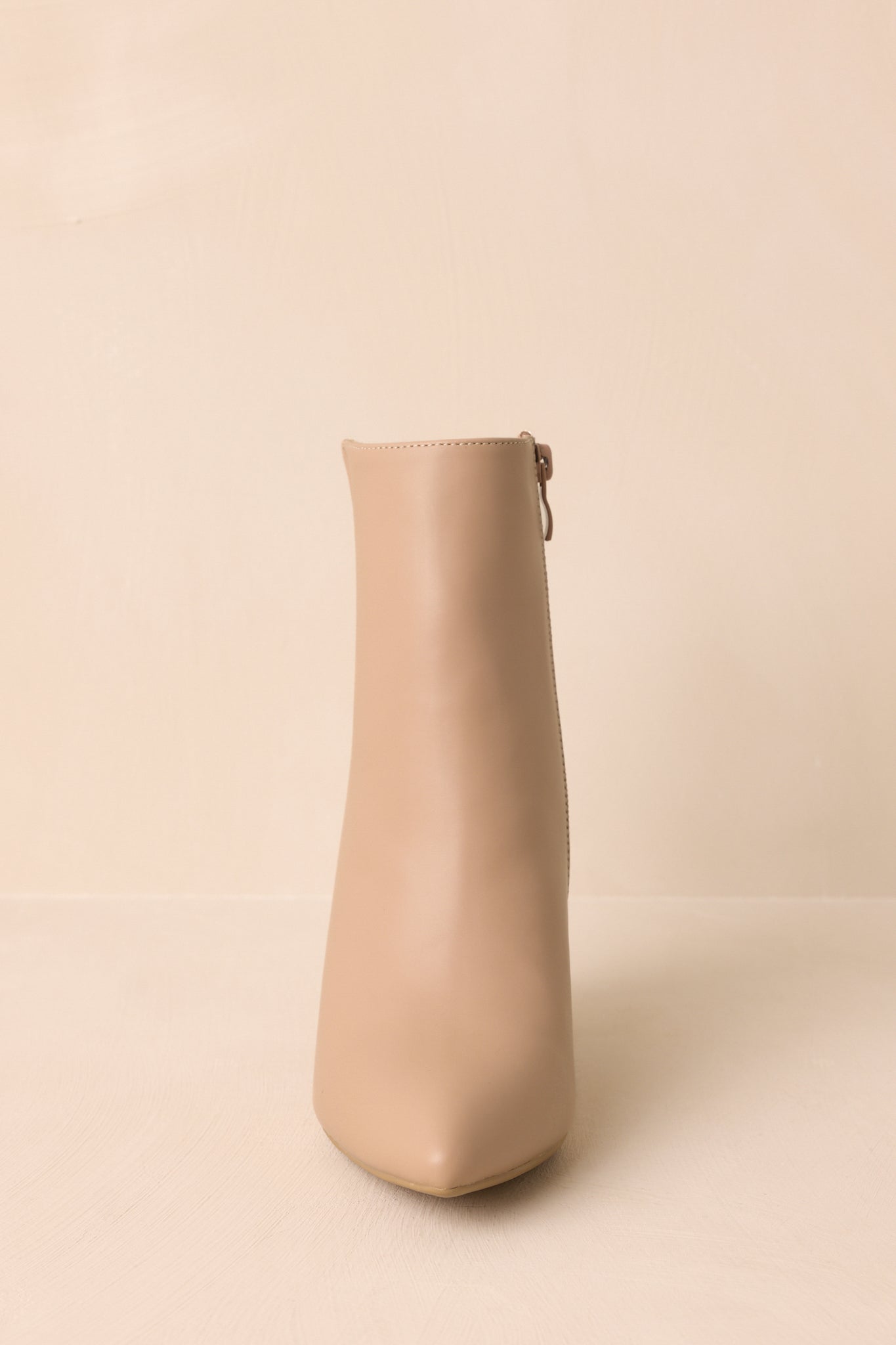 From Here On Beige Faux Leather Block Heel Ankle Boots (BACKORDER FALL 2027)