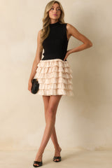 Claim Your Space Black Knit Bodice Ruffled Mini Dress