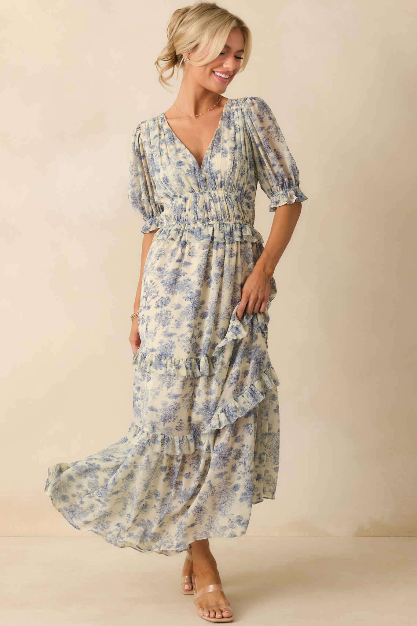 Midnight Train Blue Floral Maxi Dress