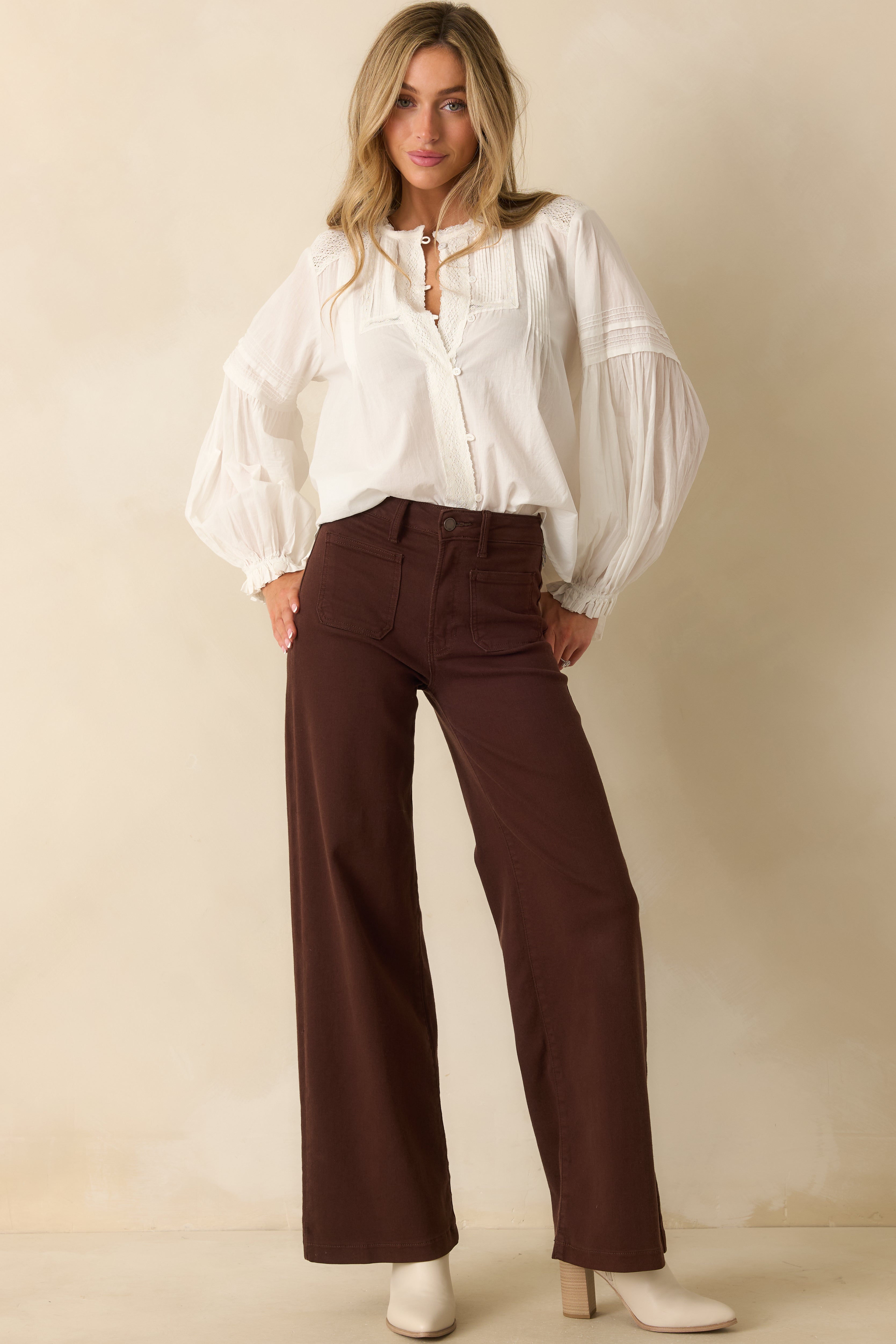 Meant For More Brown Straight Leg High Waisted Jeans