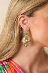Had The Best Night Gold Textured Chandelier Drop Earrings