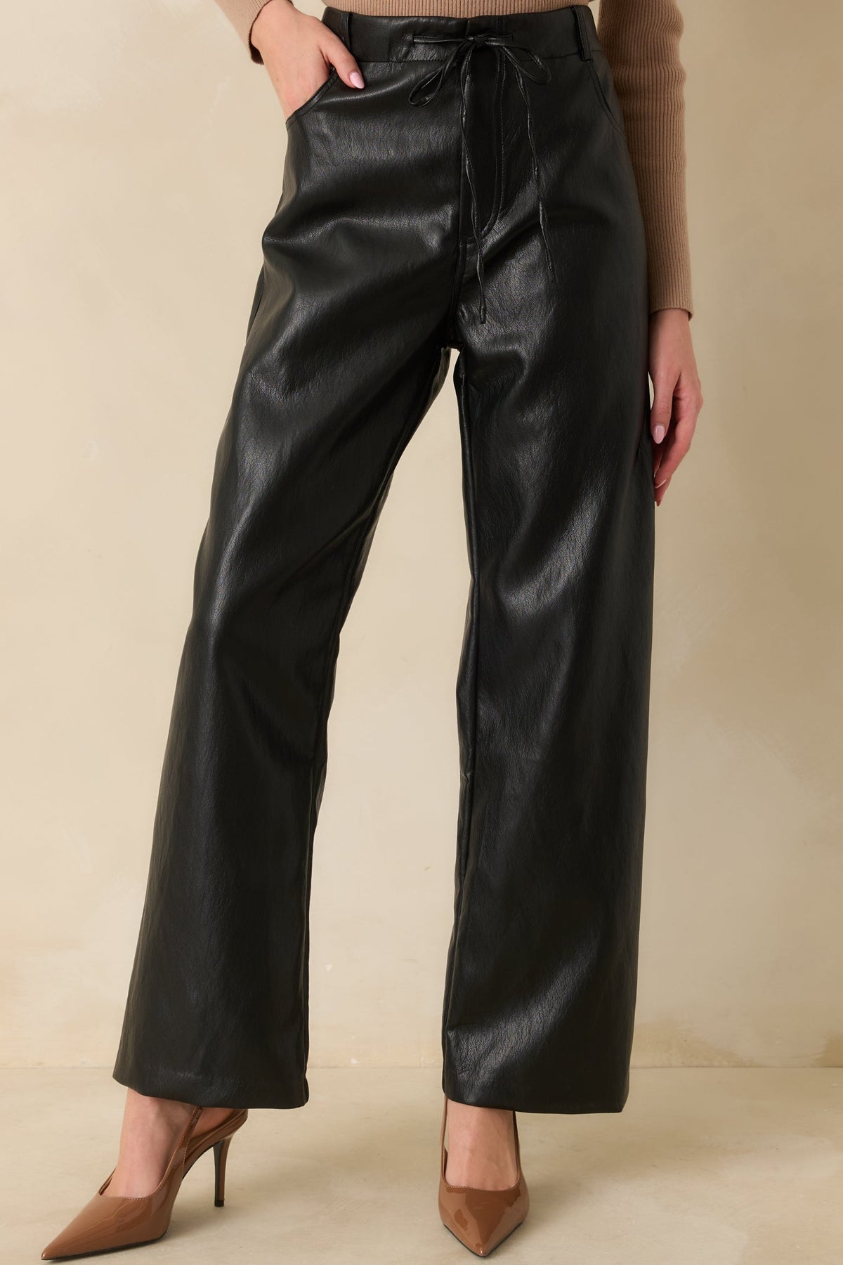 In The Mix Black Faux Leather Wide Leg Pants
