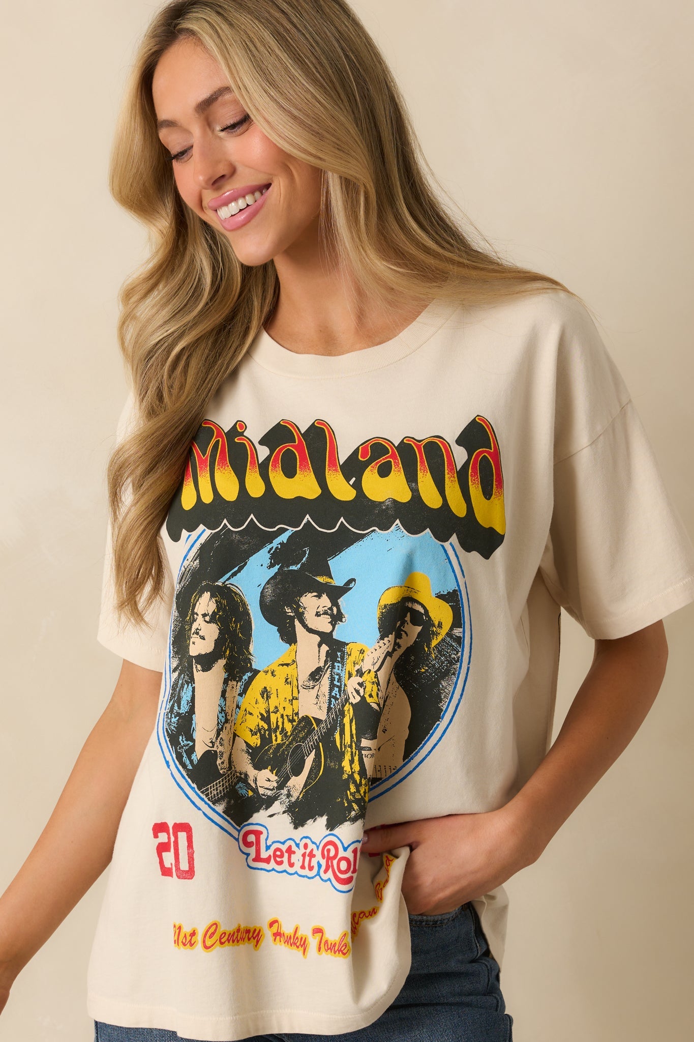 Midland Ivory Cotton Let It Roll Tour Merch Tee