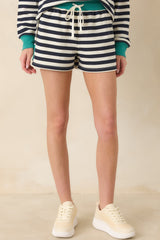 Z Supply Navy Cotton Blend Low Key Stripe Shorts