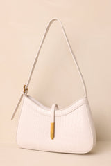 Worth The Risk Ivory Croc Embossed Faux Leather Handbag