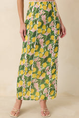 Sweetest in the Grove Yellow Multi Lemon Blossom Maxi Skirt