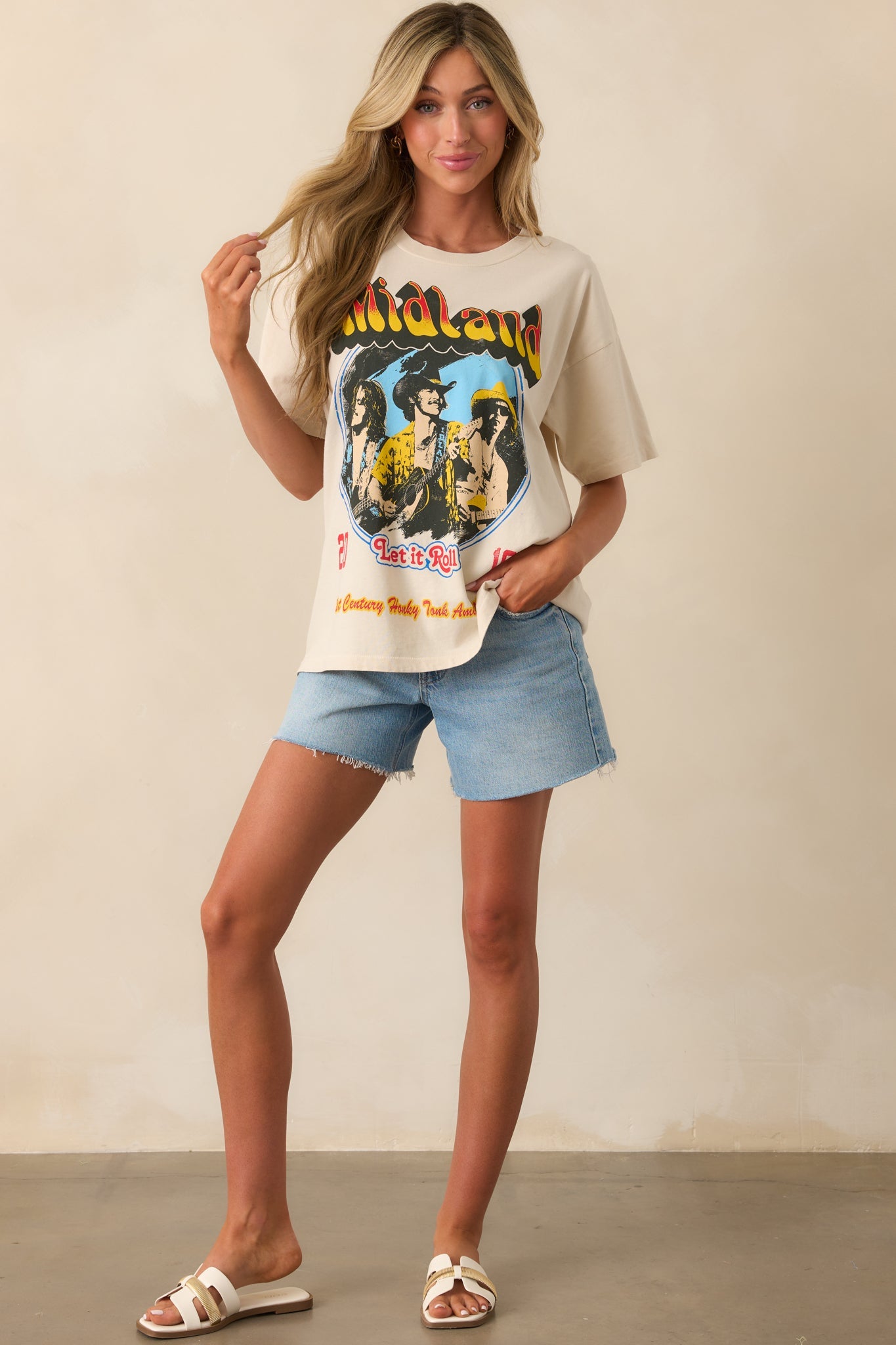 Midland Ivory Cotton Let It Roll Tour Merch Tee